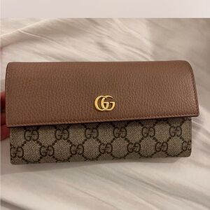 Gucci Brown and Tan Monogram Wallet